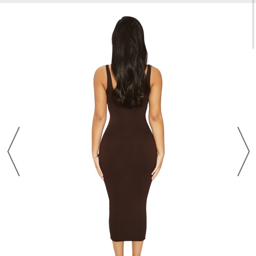 Naked Wardrobe Dark Chocolate Midi Dress